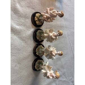 Masa Collection Ballerina Figurines Set of 4 Resin Dancers Wood Base 5.5 Inch